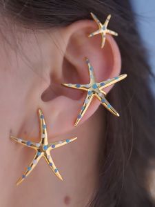 Original HEFANG Earrings Starfish earrings Buckle Womens earless piercing Clip accessories Pentagram accessories