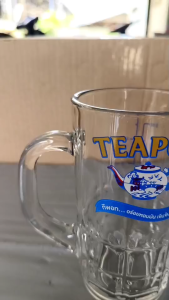 แก้วใส TEAPOT สูง12cm ปากกว้าง7cmมีสแกน