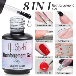 AWStorG 15ml 8-in-1 Clear Hard Builder Nail Gel - Professional Nail Extension Strengthening & Repair Formula UV/LED Curable