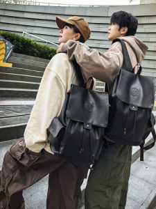 กระเป๋าเป้สะพายหลังผ้าไนลอน PU สำหรับเดินทาง ใส่โน้ตบุ๊ก กระเป๋าสะพายไหล่แบบสองข้างสำหรับผู้ชายและผู้หญิง ทรงเรียบง่าย ดีไซน์ทันสมัย