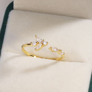 Nhẫn Hoa Zircon Nhiều Màu Sắc Dành Cho Nữ Kiểu Dáng Cổ Điển Thời Trang Đính Đá Lấp Lánh Có Thể Điều Chỉnh Kích Thước Chất Liệu Đồng Mạ Vàng 18k