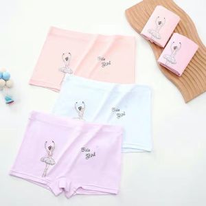 Girls Modal Ice Silk Briefs Thin Flat Angle Underwear Princess Style mid Waist Cartoon Print Teenage Childrens Home Comfortable Boxer Shorts
