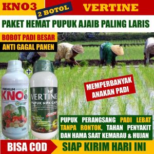 PROMO 2 BOTOL PAKET pupuk HEMAT PELEBAT ANAKAN PADI - KNO3 PREMIUM & VERTINE GROW PUPUK PERANGSANG AKAR BATANG & DAUN - 2 BOTOL PUPUK PELEBAT PADI PALING AMPUH TAHAN PENYAKIT MENINGKATKAN HASIL PANEN  TAHAN DIMUSIM HUJAN  PUPUK BOOSTER PADI AMPUH