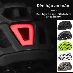 Mũ Bảo Hiểm Đi Xe Đạp Có Thể Sạc Lại Siêu Nhẹ PJT Có Đèn LED Cho Nam Và Nữ Mũ Bảo Hiểm Xe Đạp Leo Núi Đường Trường Có Lỗ Thông Hơi