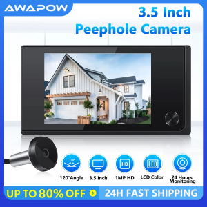Awapow Door Peephole Camera Video Doorbell 3.5 Inch Digital Door Viewer 120° LCD Color Screen Monitor Home Security No Need WiFi