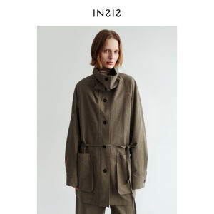 INSIS FEMME | Nordic Casual & Utility Long Staple Enzyme Washed Two-Way Collar Coat