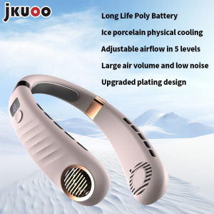 JKUOO Cordless Neck Fan 5-Speed Flex Silicone - Cyclists/Gardeners - Hiking/Yard - USB Quiet - Portable Cooler - Summer Discount