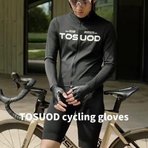 TOSUOD | Găng Tay Đạp Xe Có Đệm Silicon TOSUOD Dành Cho Nam Và Nữ Chống Sốc Chống Trơn Trượt Chất Liệu Lụa Băng Có Phần Bảo Vệ Cổ Tay Mở Rộng Kiểu Nửa Ngón.