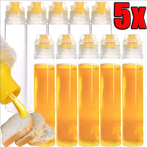 5pcs 90ml Transparent Non-Drip Honey Dispenser / Reusable Honey Storage Bottle / Squeeze Honey Bottle with Flip Lids / Vinegar Oil Syrup Bottle Dispenser Kitchen Tool