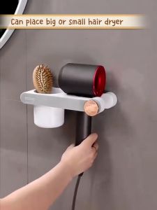 Ecoco Classy Hair Dryer Holder Wall-mounted Floating Design Bathroom Organizer Shelf Punch-free