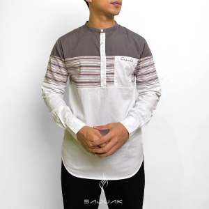 SAJUAK - Koko Lengan Panjang Variasi Salur Garis Garis/Pakaian Pria/Baju Muslim Pria/Baju Combinasi