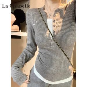 La Chapelle | Áo Thun Nữ Tay Dài Ôm Sát Phối Màu Độc Đáo