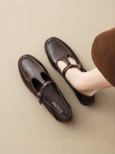 Josiny | Spring New French Style Retro Mary Jane Shoes Shallow Soft Leather