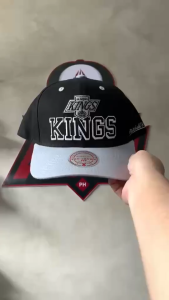 Los Angeles Kings Mitchell & Ness Backside Script Two-Tone Pro Crown Adjustable Hat - Black/Silver