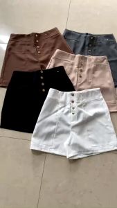 Quần short nữ lưng cao 4 khuy giữa quần sooc nữ cạp cao giúp eo thon chân dài quần đùi nữ lưng cao mặc đi chơib chất vải quần tây