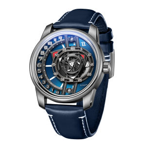 OBLVLO Nam Thời Trang Đồng Hồ Tự Động Dạ Quang Tay Dây Da Chống Thấm Nước Rotor Carbon Giả Đồng Hồ Hiển Thị Analog Đồng Hồ Đeo Tay Cơ Khí