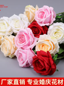 Artificial Rose Flowers Wedding Hall Soft Decoration Materials Core Roll Edge Rose Devoted Window Display Home Decor Flowers