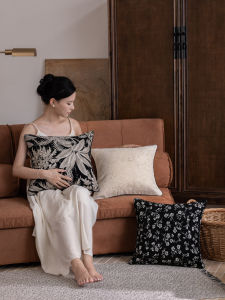 New Chinese Style Sofa Living Room Pillow Luxury Backrest Cushion Floral Decoration Bedroom Bedside Pillow Square PP Cotton Core
