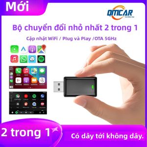 Bộ Chuyển Đổi Tự Động Android Carplay Không Dây 2in1 2.4G & 5.8GHz WiFi BT Smart Dongle Tự Động Kết Nối Plug & Play Cho Audi Benz Volvo VW Toyota - Car AI Box