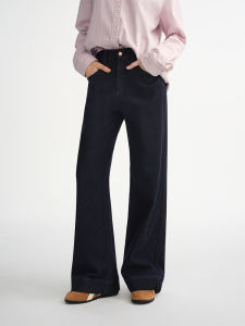 DUSHU | Plus Size Straight Leg Denim Pants for Winter with Herringbone Texture