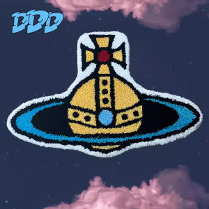 Trendy DDD Vivian Flocking Carpet Saturn Shaped Bathroom Mat Bedroom Cute Planet Foot Mat Cartoon Animation Style Home Use