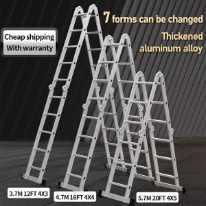 Foldable Ladder 12/16/20FT Aluminum Alloy Multi-purpose Thickened Ladder Heavy Duty Extension Ladder