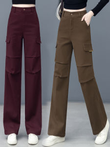 American Style Work Pants Women High Waist Loose Slim Straight Leg Spring Autumn Mountain Walking Wide Leg Trousers Casual Pants