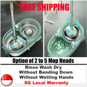 Easy-To-Use Spin Mop Set - 360 Rotary Microfiber - Spin Rinse Dry - Water-Saving - Includes Floor Cleaning Agent Container