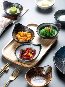 Creative Japanese Style Ceramic Bowl Rice Bowl Sauce Dish Small Snack Plate Hot Pot Seasoning Bowl Durable Porcelain Utensil
