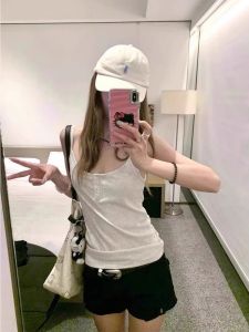 Modale American Spicy Girl Solid Color Vest Women Summer Design Slimming Versatile Short U-Neck Breathable Outerwear