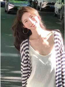 Loose Knitted Stripe Open Cardigan Beautiful Unique Lazy Style Winter Womens Fashion Soft Warm Long Sleeve Casual Top