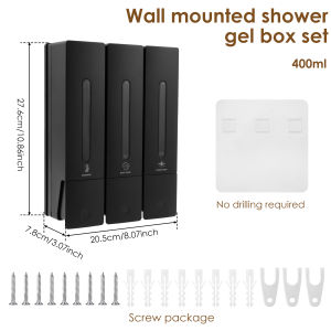 Liquid Soap Dispenser No Drill Wall Mounted Triple Shower Shampoo and Conditioner Dispenser for Home Hotel Bathroom Accessories