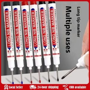 10/5PCS Deep Hole Long Nib Head Markers For Metal Perforating Pen Waterproof Bathroom Woodworking Decoration Multi-Purpose Waterproof Long Head Markers Deep Hole Marker Pen for Metal Carpenter Red/Black/Blue/Green/White Ink Woodworking Tools