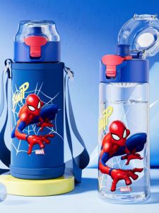 Good-looking Disney Spider-Man Water Cup Boys Summer Female Students Straight Drink Cup Girls Tratin Straw Cup