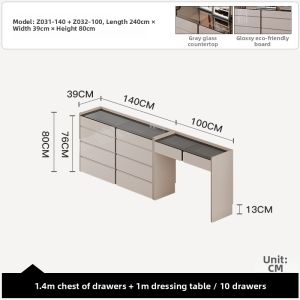 Italian Luxury Minimalist Eight-Drawer Dressing Table