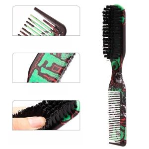 Double-sided Oil Head Comb & Beard Brush Dual Use Styling Comb Barber Broken Hair Cleaning Tool