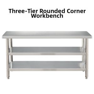Round Edge Adjustable Stainless Steel Kitchen Work Table