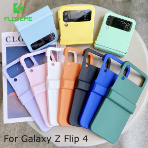 FLOVEME Luxury Candy Color Frosted Folding Phone Case For Samsung Galaxy Z Flip 5 Flip 4 Flip 3 5G With Hinge Protection Ultra Thin Matte PC Shockproof Back Cover For Galaxy Z Flip 5 Flip 4 Flip 3