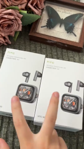 HTC NE40 AI Earphone Bluetooth 6.0 Live Translation Headphone Multifunction Knob LCD Screen HiFi Sound Quality Noise Cancellation Technology