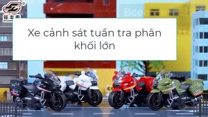 Đồ chơi mô hình xe mô tô cảnh sát tuần tra phân khối lớn chất liệu hợp kim và nhựa chạy cót mở được cốp xe