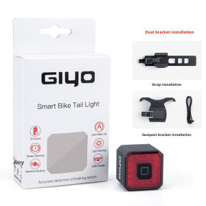 GIYO USB Rechargeable LED Bicycle Tail Light Intelligent Auto Brake Sensing Waterproof Rear Cycling Warning Light for MTB Bike