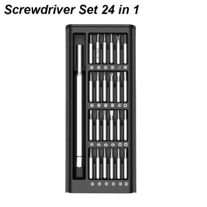 24 in 1 Precision Screwdriver Set Magnetic ScrewDriver Bit Kit Aluminum Handle Swivel Cap for Electronics Repair Phone PC Watch