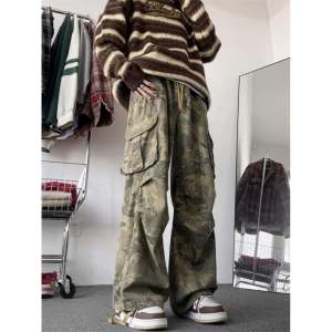 Quần jean công sở ngụy trang HuaCheng chất lượng cao dành cho nam và nữ Quần dài dáng rộng thường ngày Túi chân thẳng hợp thời trang