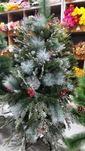 Pohon Natal Premium Jarum Salju Lebat Kombinasi Ekor Tupai Cherry Tinggi 6 Feet/180 Cm Kaki Besi New Premium 2330-180