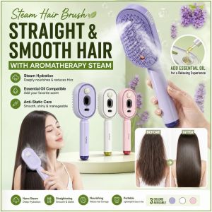 Electric Steam Hair Brush Massage Comb & Mist Function Simultaneously Stronger Ion Technology Less Breakage No Residue