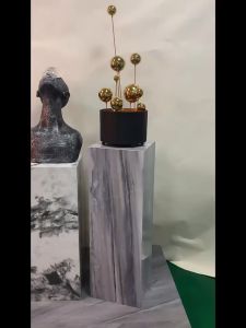 ✅Ready Stock✅25x25x50cm Display Decoration Black Marble Rack Pot Pedestal Stand Tiang Pasu Bunga Table Side Living Room