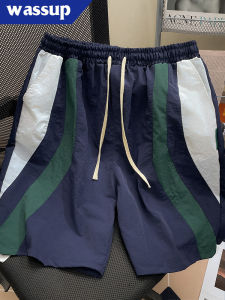 WASSUP Mens Quick Dry Workwear Shorts Summer New Style Five-Quarter Thin Beach Loose Fit Casual Pants Youth Active Solid Color