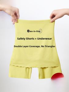 MiiOW | Cat Woman Seamless Safety Shorts Womens Summer Anti-Light Blocking Triangle High Waist Underwear Two-In-One Invisible Briefs