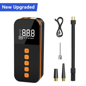 4 IN 1 Electric Air Inflator BUY 1 TAKE 1 Portable Air Compressor 80W Large Motor Tire Inflator Emergency charging Power bank LED Lamp lighting Tire Pressure Detection Rechargeable Universal for Car Motorcycles Bicycles Balls