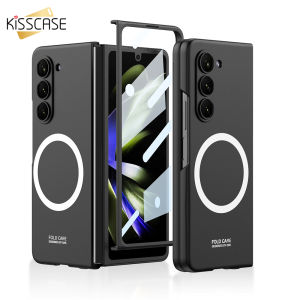 KISSCASE With Front Screen Film Protector Frosted Folding Phone Case For Samsung Galaxy Z Fold 5 5G Magsafe Wireless Charging Skin Friendly Matte Hard PC Shockproof Back Cover For Galaxy Z Fold 5